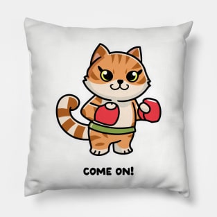 cat with red boxing gloves Pillow