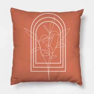 Tree And Arches One Line Art In Brown Terracotta Pillow