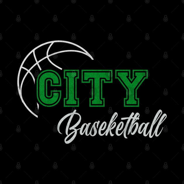 Classic Name City Vintage Styles Green Basketball by Irwin Bradtke