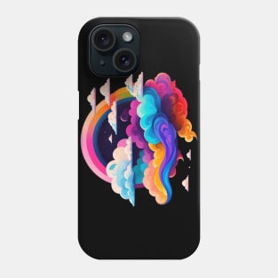 multi color clouds with rainbow Phone Case