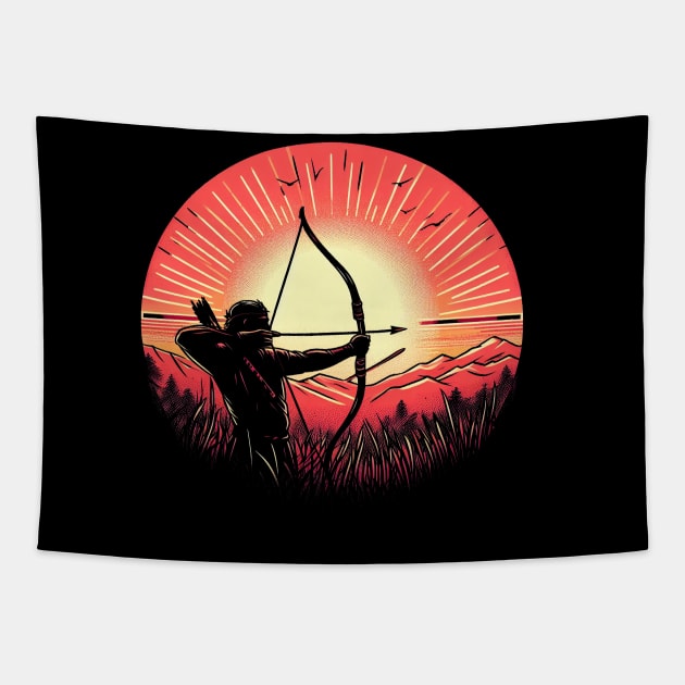 Indian Archer in Sunset Tapestry by SimpliPrinter