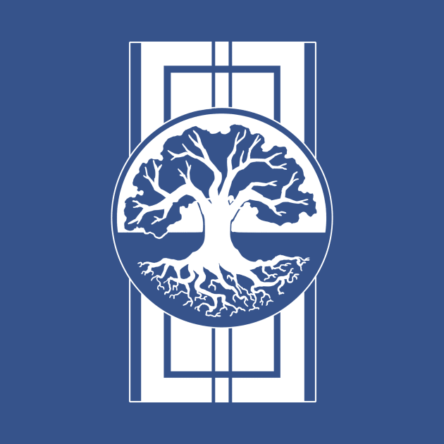 Tree and Roots - Original Logo Banner Sigil - Light Design for Dark Shirts by Indi Martin