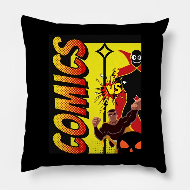 Comic Superguy with BAD GUY Pillow by Benny Merch Pearl