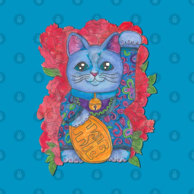 Lucky Cat Blue by JenStedman73