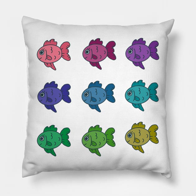 Cute colorful goldfish collection Pillow by grafitytees