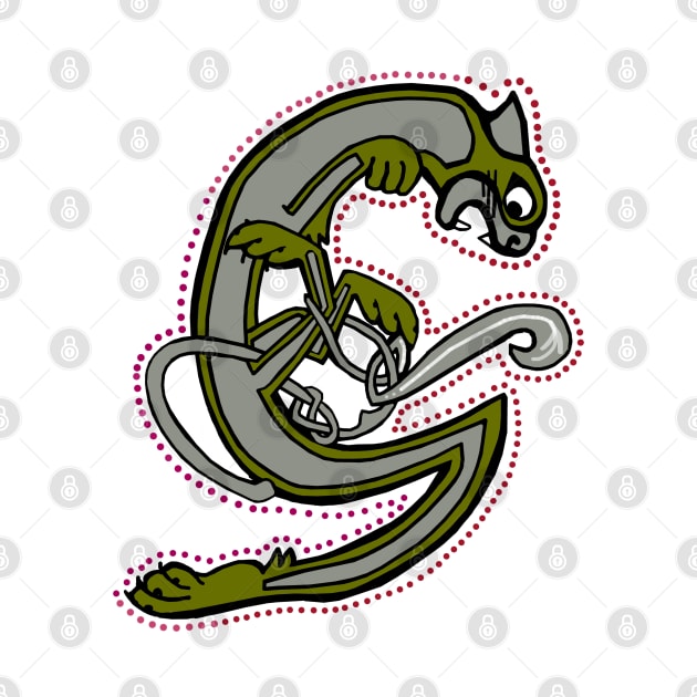 Celtic Cat Letter G by Donnahuntriss