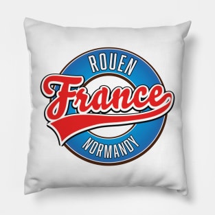 Rouen Normandy France retro logo Pillow