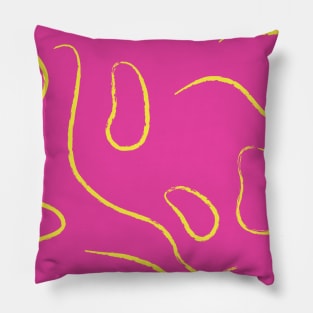 pink and yellow squiggle Pillow