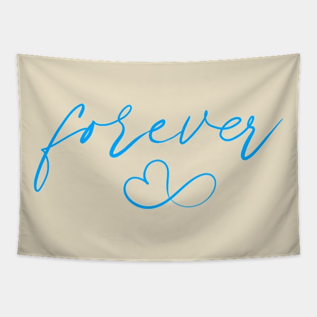 Matching together forever blue print Tapestry by moni5550