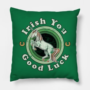 Irish You Good Luck - Vintage St Patricks Day Unicorn Pillow