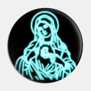 Blue Neon Virgin Mary Pin