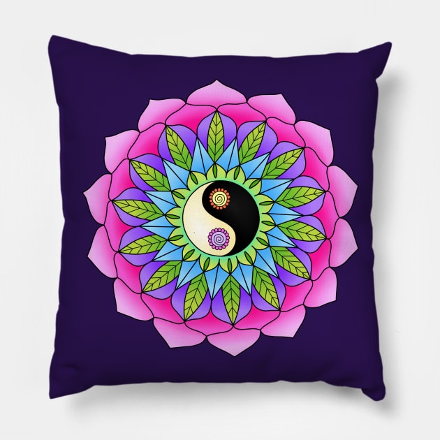 mandala Yin Yang Pillow by albertosancami