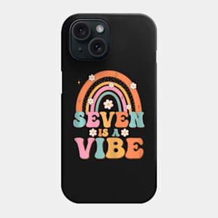 Seven Is A Vibe 7Th Birthday Rainbow Groovy Boys Girls Phone Case