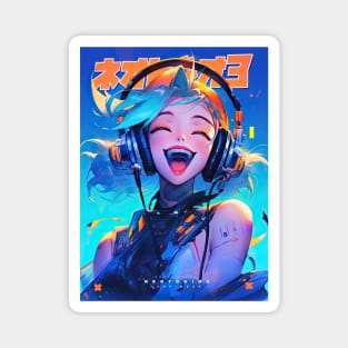 NEOTOKIO3 - MUSIC BRINGS HAPPINESS | Anime Manga Cute Anime Girl Popculture Pop Art Illustration | PROUD OTAKU Magnet