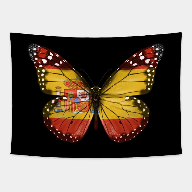 Spanish Flag  Butterfly - Gift for Spanish From Spain Tapestry by Country Flags