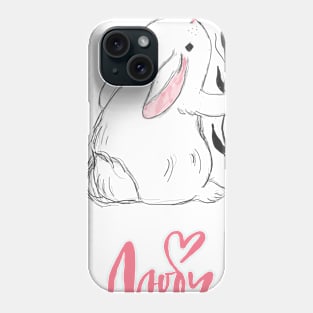 Cute bunny with word love Phone Case