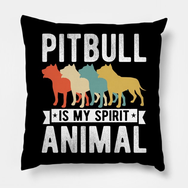 My Spirit Animal Is Pitbull Vintage Pet Pitbull Dog Gift Animal Rescue Lover Pillow by BestSellerDesign