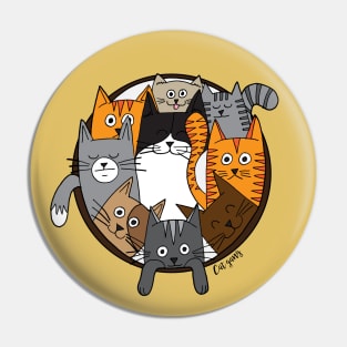 Funny Gang of Cats Illustration Pin