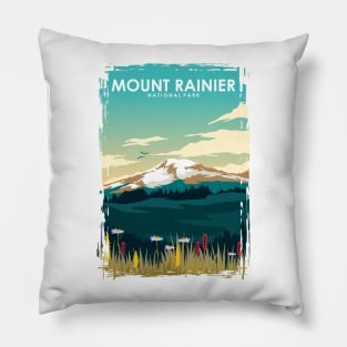 Mount Rainer National Park Travel Art Pillow