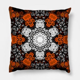 Dot Mandala Flower White Orange and Black Pillow