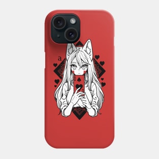 Cat Eared Girl Holding Ace of Heart Card Phone Case