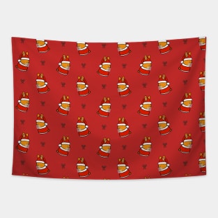 Christmas Santa Bunny Pattern with Candy Canes Tapestry