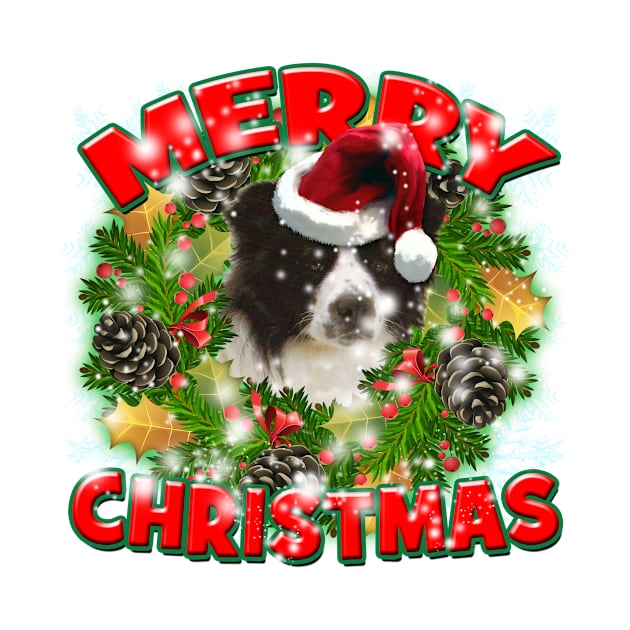 Merry Christmas Border Collie Dog Gift by Just Another Shirt