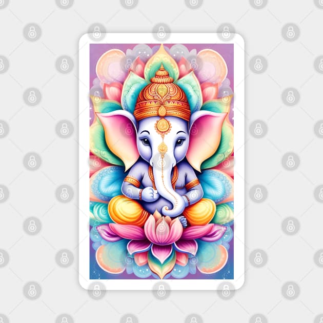 Ganesha Baby sitting on a lotus Flower Magnet by mariasshop