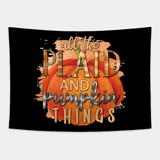 Plaid Pumpkins Tapestry by SpottydoggCreatives