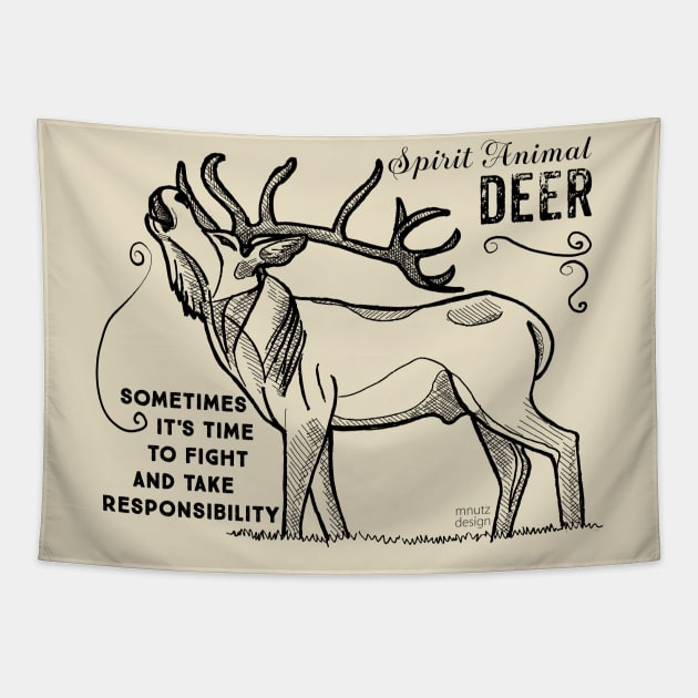 Spirit animal - Deer - black Tapestry by mnutz