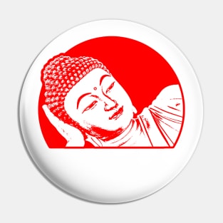 Reclining Buddha Art Red Color Pin