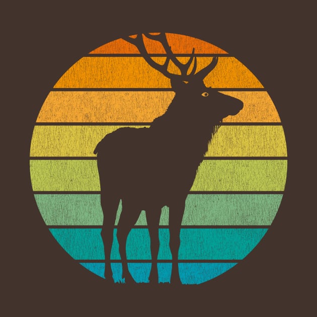 Wild Elk Silhouette Retro Style by bangtees