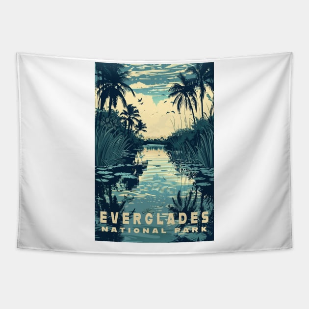 Everglades National Park Vintage Travel  Poster Tapestry by GreenMary Design