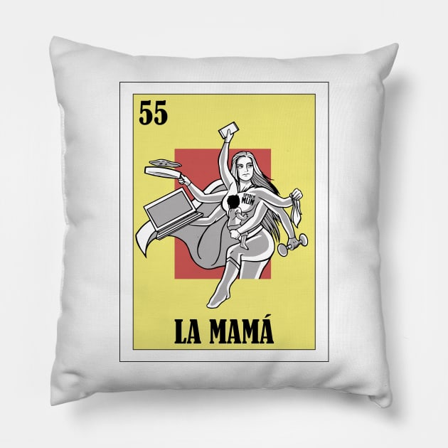 Loteria Mexicana Art - Spanish Hispanic Mom Lottery Design - Mexican Bingo La Mama Pillow by HispanicStore