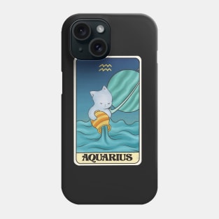 Aquarius cat tarot card astrology cottagecore illustration Phone Case