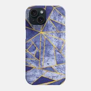 Steel Blue and Gold Geometric Mosaic Phone Case