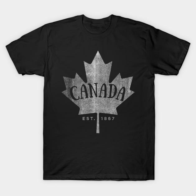 Canada Maple Leaf T-Shirt - Canada Est. 1867 Vintage Script Canada Maple Leaf T-Shirt - Canada Est. 1867 Vintage Script