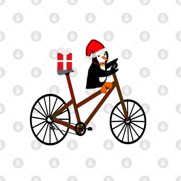 Christmas Penguin On A Bicycle by CatGirl101