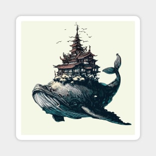 Fantasy whale village Magnet