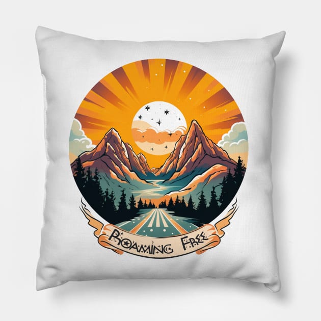 Roaming Free Pillow by TacoTruckShop