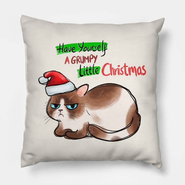 Have Yourself A Grumpy Little Christmas Pillow by Nessanya