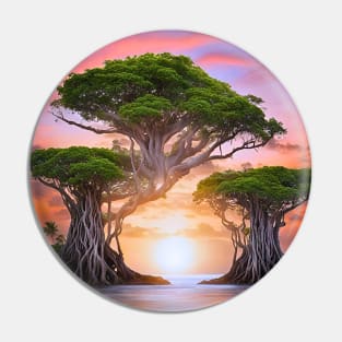 Surreal Banyan Sunset Pin