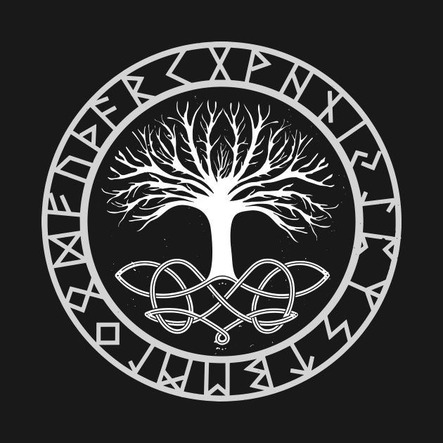 Yggdrasil The World Tree with Elder Futhark Runes | Norse Mythology gifts by Time Nomads