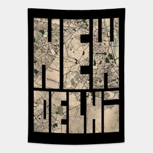 New Delhi, India City Map - Vintage Tapestry