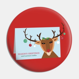 Reindeer Christmas Card Pin