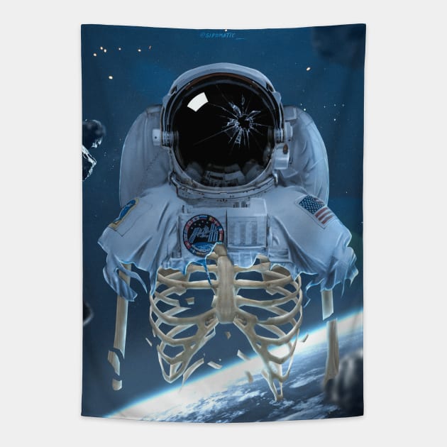 Astronaut Skeleton Tapestry by sidomatic