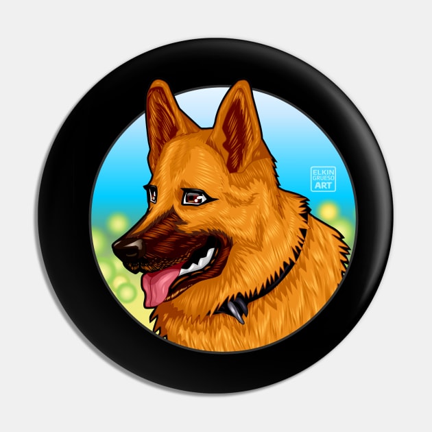 German Shepherd Dog Illustration Pin by elkingrueso