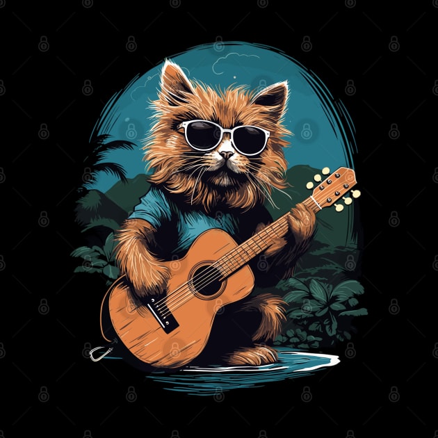 Hawaiian Guitar Music Concert Festival Funny Cat Hawaii by KsuAnn