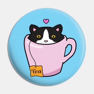 Sweet tuxedo cat in a tea cup Pin