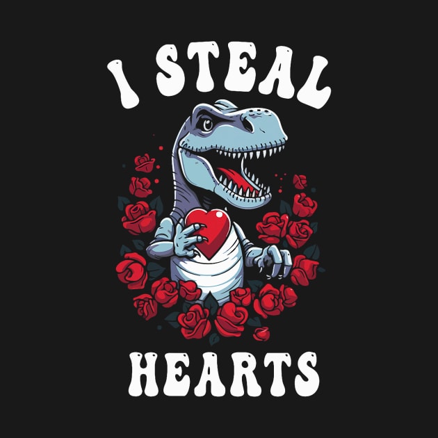 Boys Valentines Day Dinosaur I Steal Hearts Men Love T Rex by Neldy